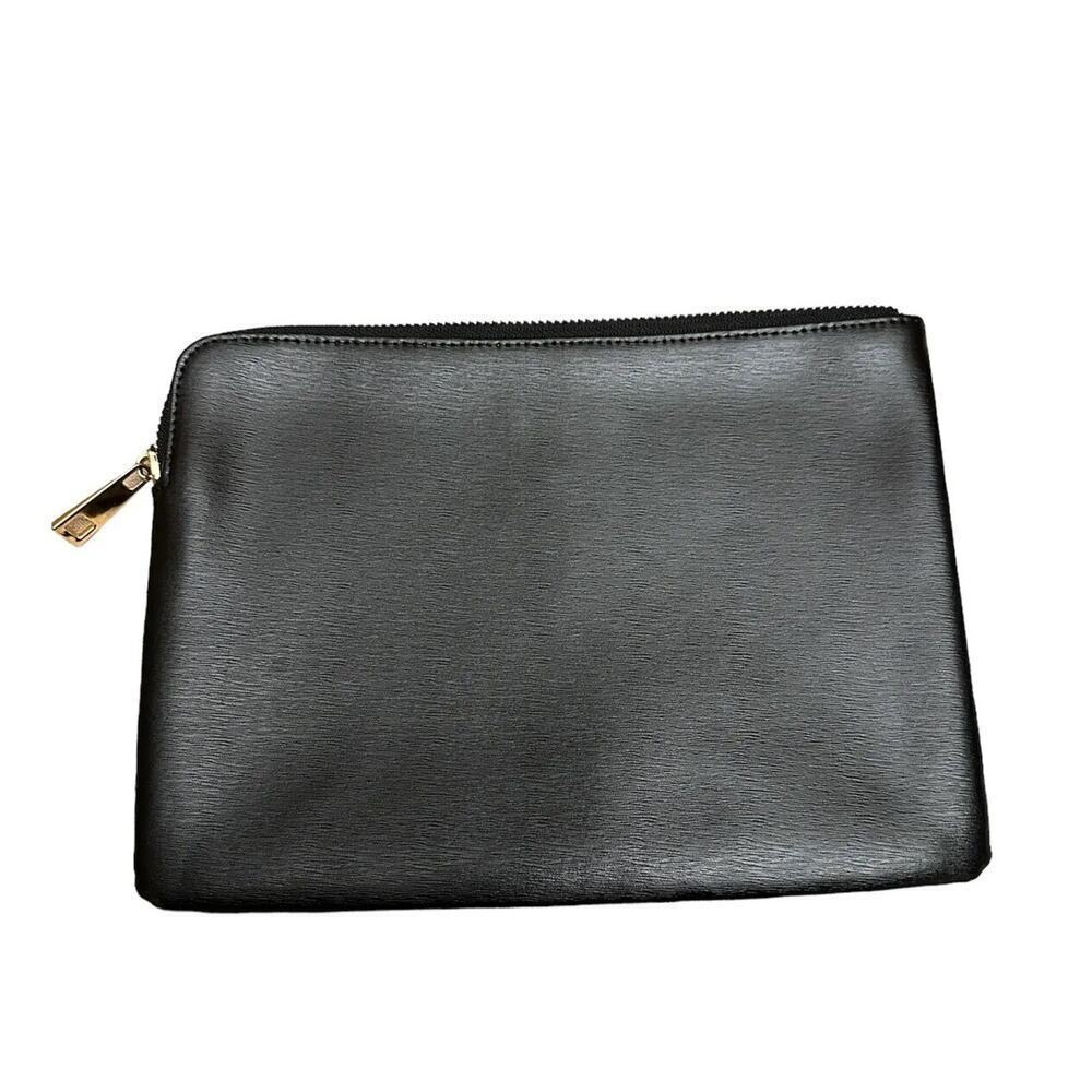 GM2NY Black Brushed Leather Clutch Zipper Closure Lined Get Me 2 New York NWOT - Picture 6 of 7
